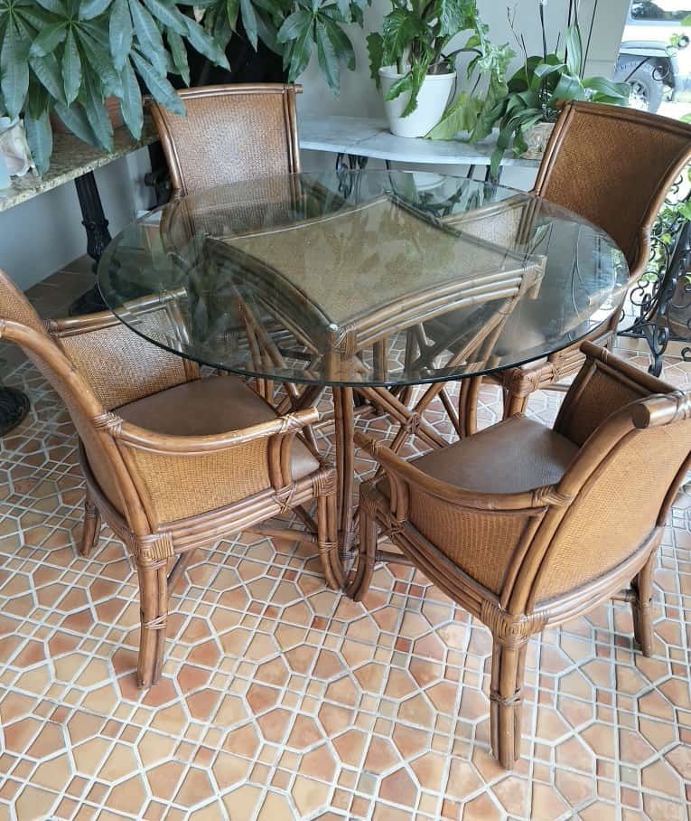 Faux Bamboo / Cane Dining Table Set