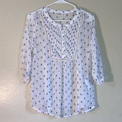 Abercrombie & Fitch Prairie Babydoll Tunic Floral 3/4 Sleeve Button Blouse Size Small