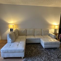 White faux Leather Couch