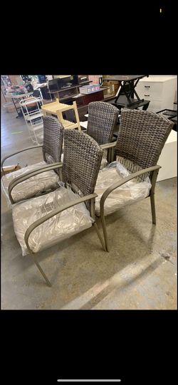 Outdoor Metal Chairs With Cushions Set Of 4