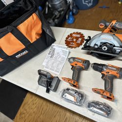 Ridgid Tools - BRAND NEW Power Drill, Impact Driver, Circular Saw, Batteries/Charger, Bag