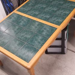 Oak Table W/ Tile Top Inlay