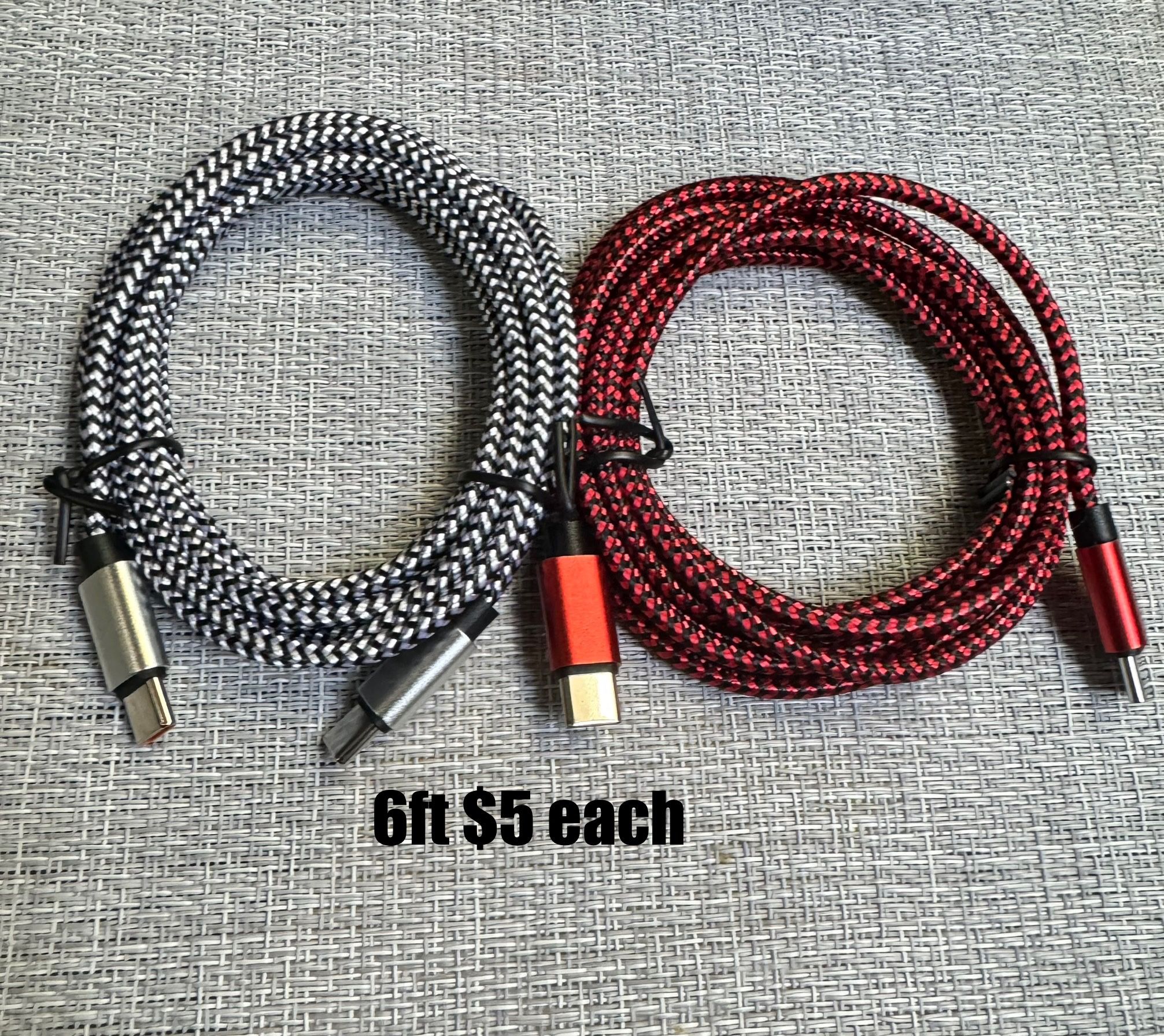 $5 each USB C to USB C Charging Cable, Nylon Braided   6.6 FT Type C Fast Charging Cord Compatible for iPhone 15 16/Pro/Pro Max/Plus, iPad Pro, Air5