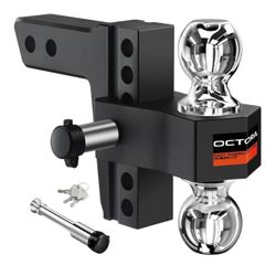 Adjustable Trailer Hitch Fits 2-inch Receiver, Heavy Duty Aluminum Tow Hitches,6-inch Drop/Rise, Solid Tube Hitch,for Truck(12,500 LBS GTW)