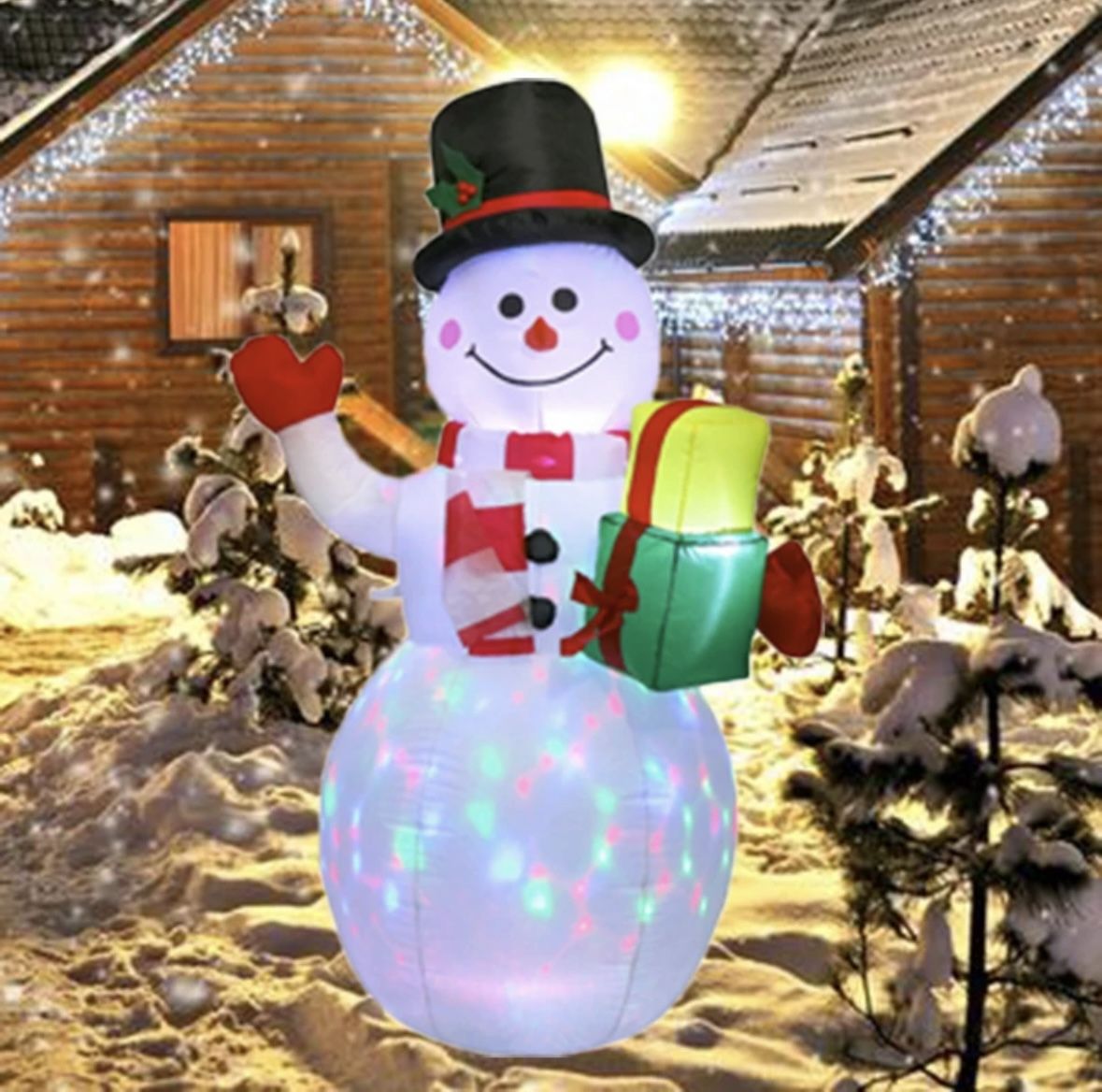 5 FT Christmas Inflatable Snowman Blow Up Yard Decoration Built-in LED Lights.