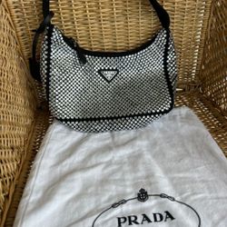 Prada mini crystal-studded satin bag