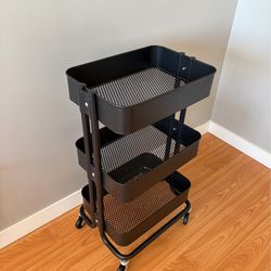 Black Rolling Cart – 3 Tier (Storage Organizer)