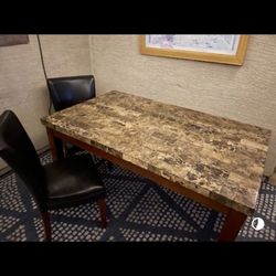 Need Gone this week - Marble Top Dining Table & 2 Black Leather Back Chairs