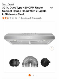 Shop Denjol 30 in. Duct Type 450 CFM Under Cabinet Range Hood With 2-Lights in Stainless Steel