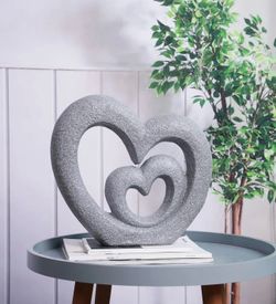 HAUCOZE Double Heart Statue Decor Tabletop Sculpture Figurine Polyresin Gifts Ho