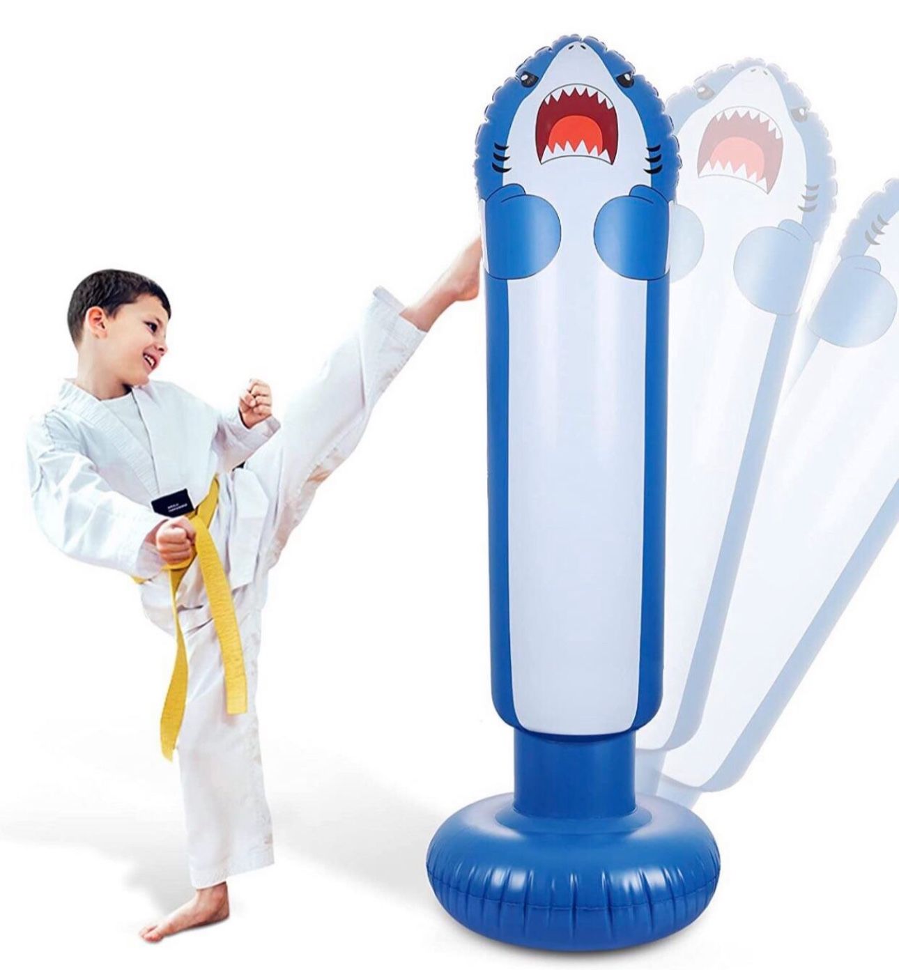 Inflatable Punching Bag for Kids - Shark Design Kids Punching Bag, 63 inch PVC Inflatable Boxing Bag Toy Gift for Age 3 Up Years Old Boys Girls