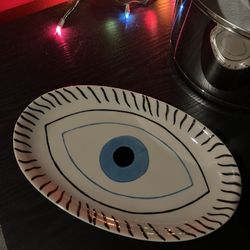 Creative Co-op MYSTIC EYE 11.5" x 7" Small Platter Plate - NEW w/ Tag