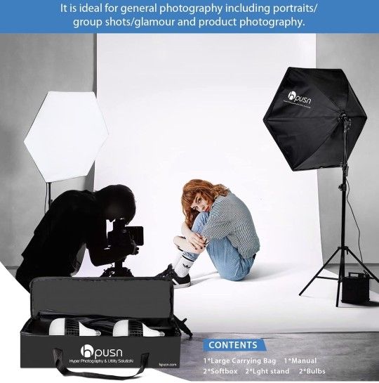 HPUSN Softbox Photography Lighting Kit 30"X30" Professional Continuous