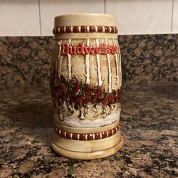 1981 BUDWEISER HOLIDAY BEER STEIN / MUG - Snowy Woodlands CS-50