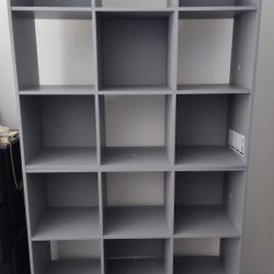 Gray Storage Shelf With 18 Cube Box Spaces