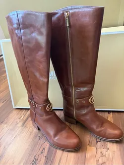 Michael Kors Heather Riding Boots Womens 8M Brown Leather Knee High