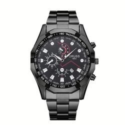 Oruss Fashion Cool Men Business Quartz Watch Waterproof Luminous Dial Date black