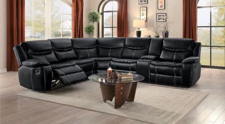 BEAUTIFUL BLACK RECLINING SECTIONAL NEW