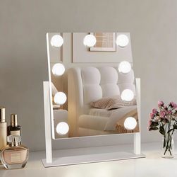Hollywood Vanity Mirror with Lights, 14.5”X12” Tabletop Mirror with 9 LED DimmabHollywood