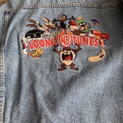 Vintage XXL Embroidered Warner Brothers Levi Jean Jacket
