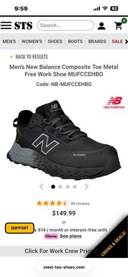 Men's New Balance Composite Toe Metal Free Work Shoe