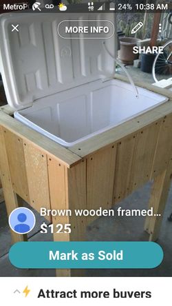 Taking orders rustic ice chest