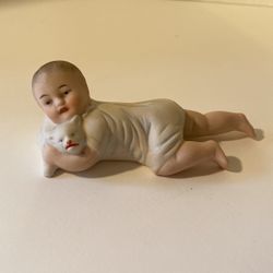 Bisque Porcelain Figurine With Dog. 