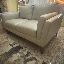 60” faux leather round arm loveseat by Mercury Row (Grey)