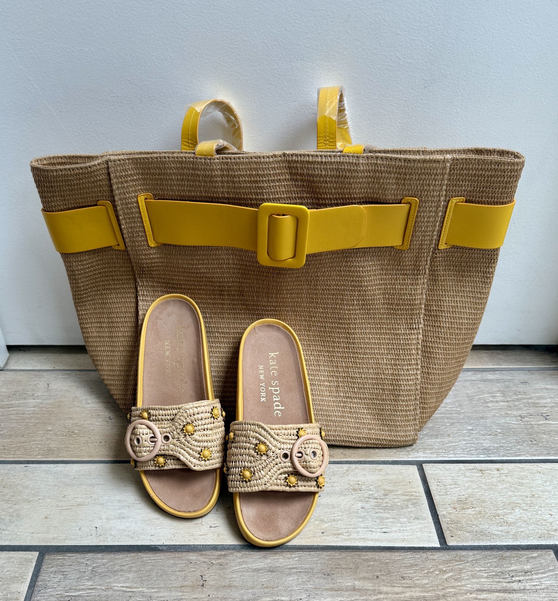 Kate Spade Raffia & Leather Sandals 6.5