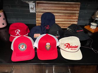 Lot of Rainier beer hats