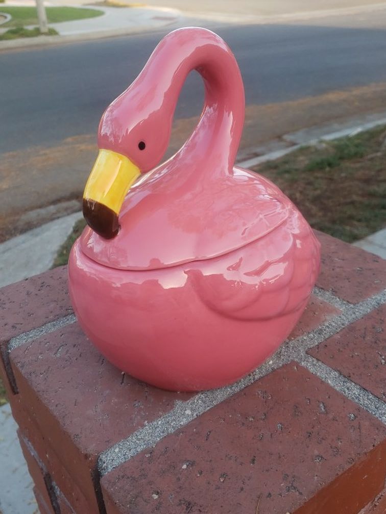 Pink Flamingo Cookie Jar