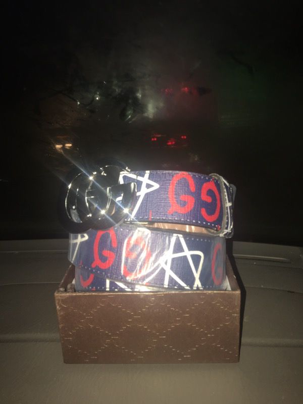 Gucci blue with white stars belt