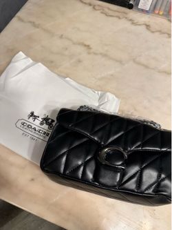 Coach Black Quilted Shoulder Bag - Pewter/Dark Hardware Madison Bag