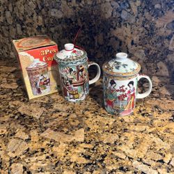 Set Of 2 Porcelain China Tea Mugs With Infusion , $29