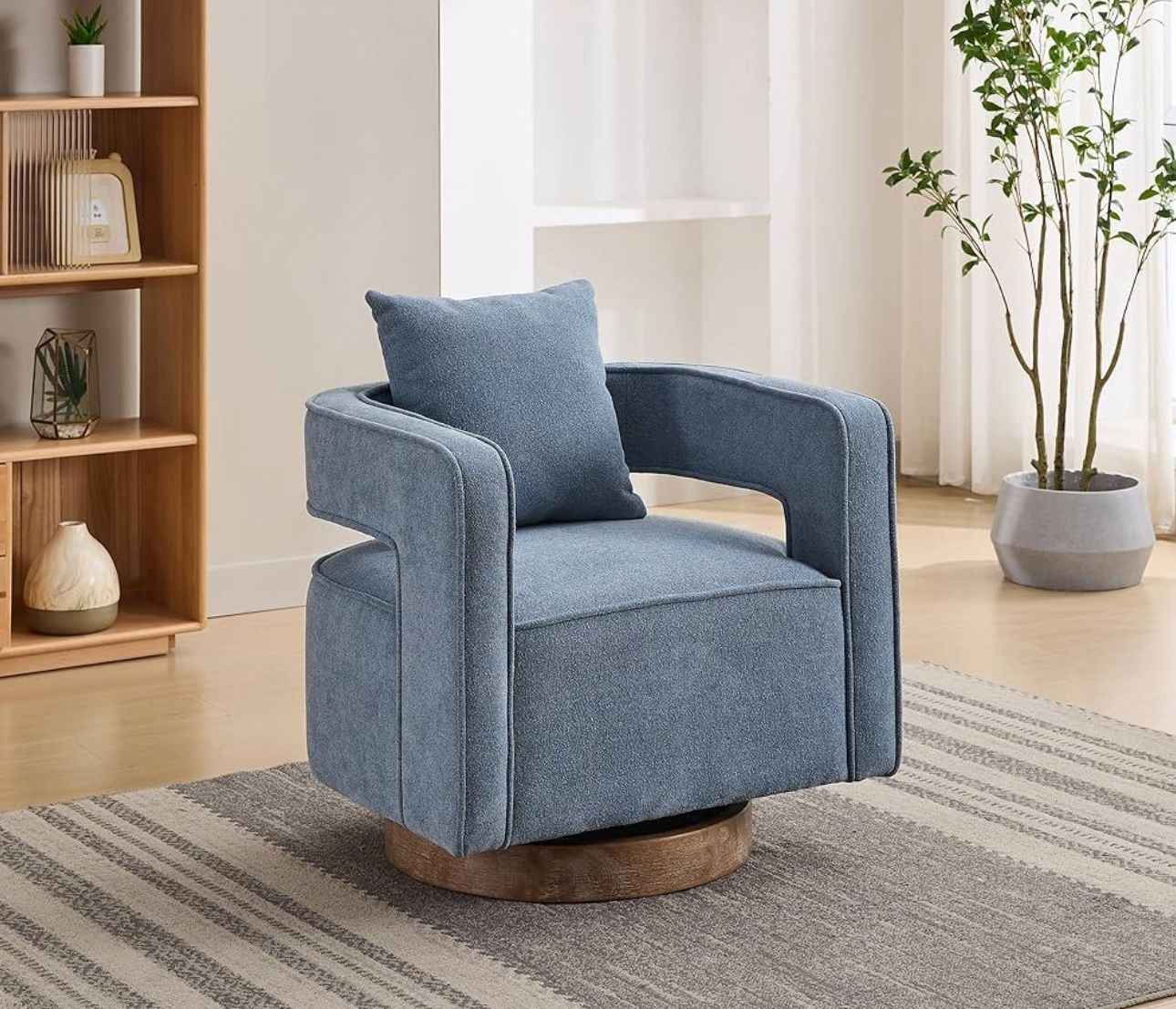 30"D x 25.6"W x 22.5"H Swivel Accent Open Back Chair Modern Comfy Sofa Chair