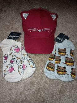 Cat-Themed Hat and Socks Bundle