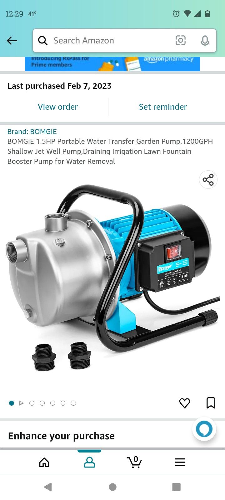 1.5HP Portable Water Transfer Garden Pump