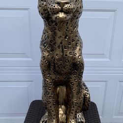 3 Foot Tall, Golden Leopard Statue