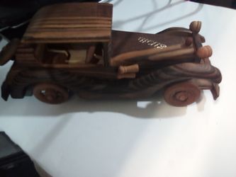 Handcrafted Wooden Vintage Car Model