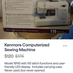 Kenmore Computerized Sewing Machine 