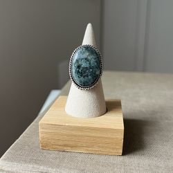  Moss Agate Statement Ring ( adjustable) firm on price  