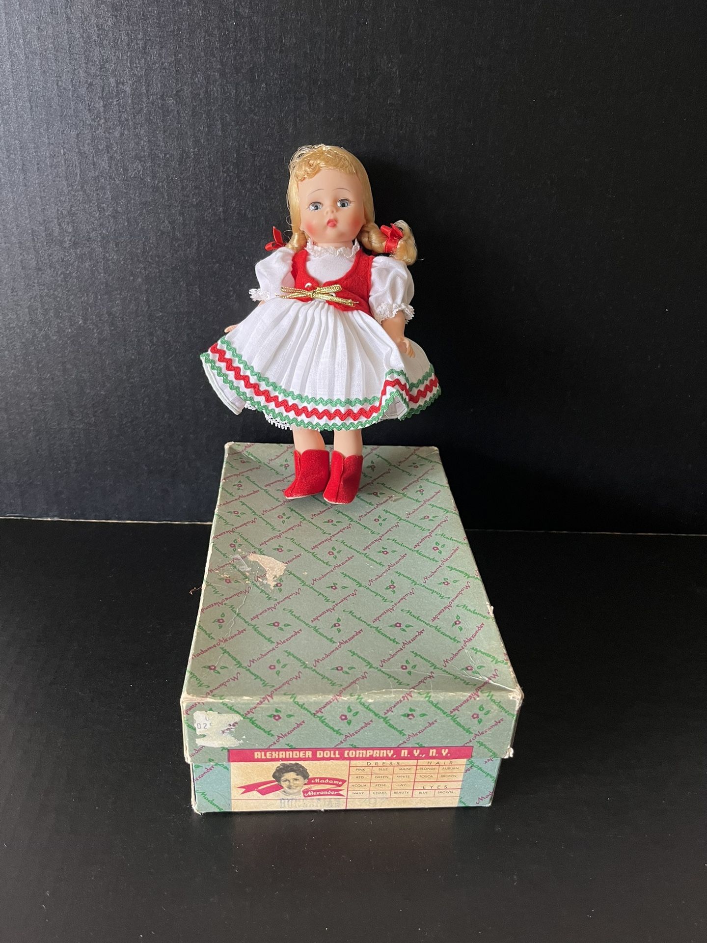 Vintage Madame Alexander 8” International Hungarian Doll No Headpiece