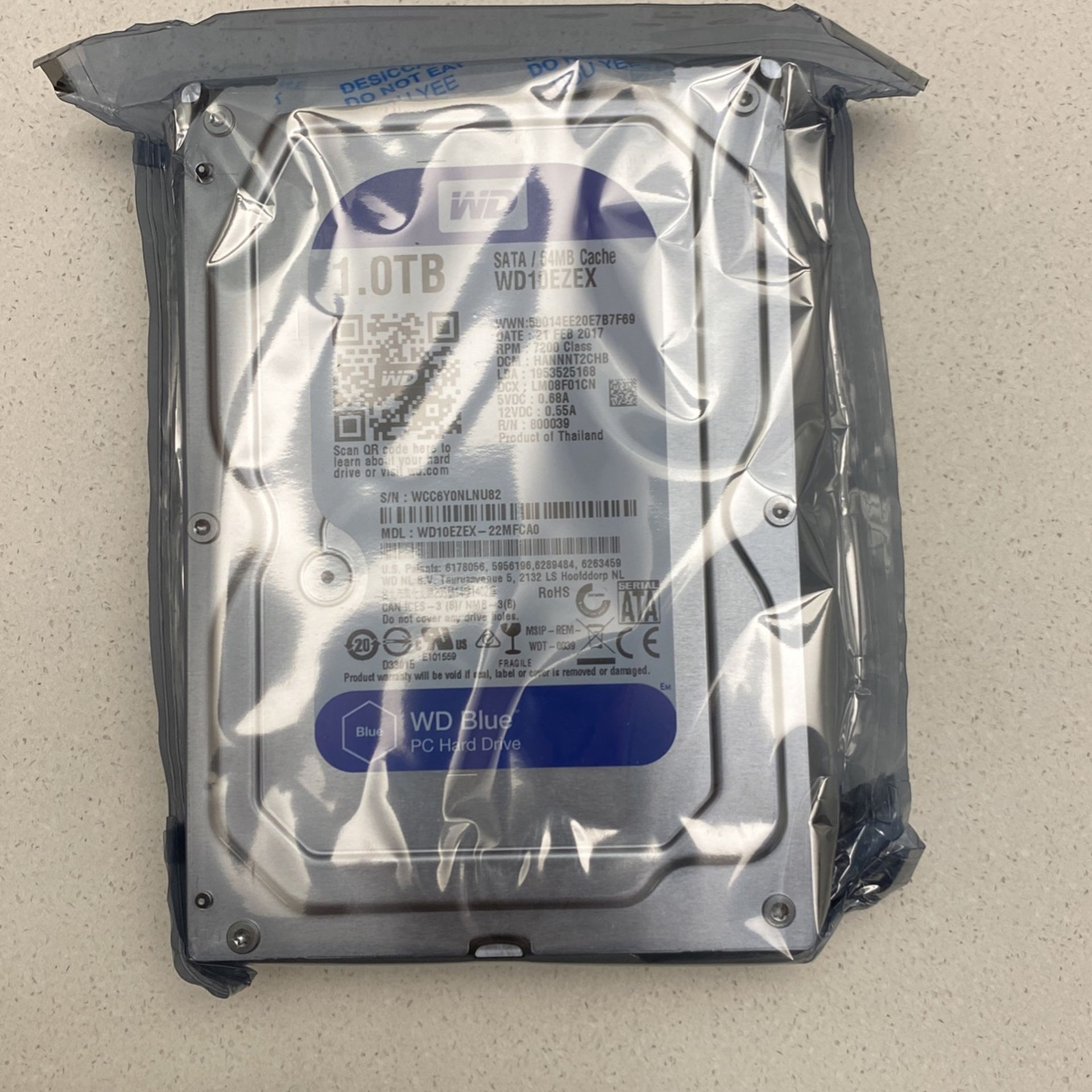 Blue Hard Drive 1tb New