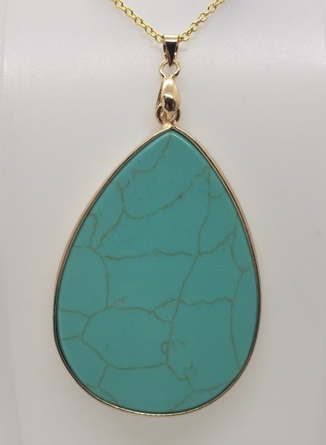 Pear Turquoise Gold Necklace