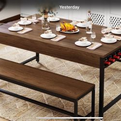Table With Wine Rack & Drawers