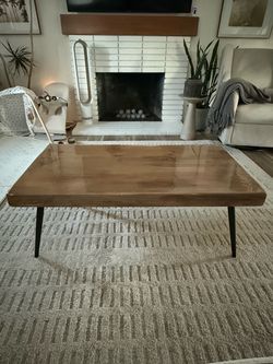 Solid Wood Coffee Table with Black pin legs - high gloss