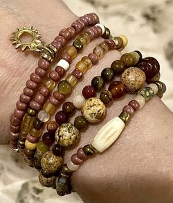 BOHO CHIC…SET OF EARTH TONED STRETCH BRACELETS