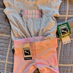 Nwt Girls 3-6month Pink/Grey Puma Outfit 