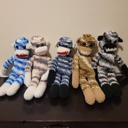 Sock Monkey Plushie Crocheted