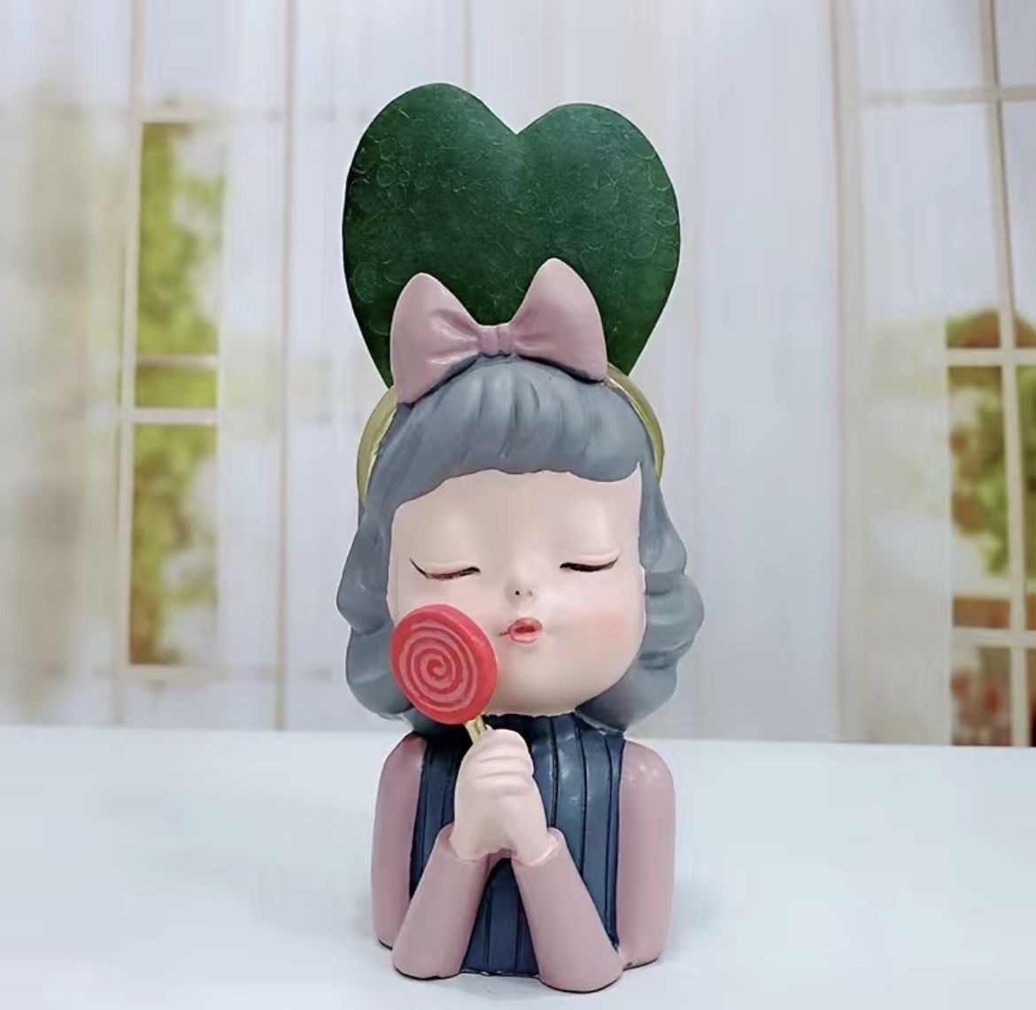 1 piece girl plant pot candy vase resin succulent plant pot living room decor